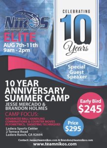 Team Nikos Orange County Youth Basketball Summer Camp Flyer