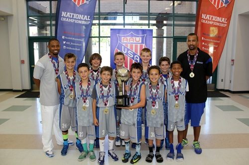 Team Nikos Youth Basketball Players with Trophy