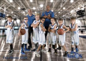 Team Nikos Orange County Youth Basketball Players Photographed with Coaches